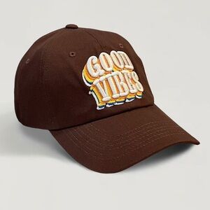 Brown Good vibes patch message adjustable fashion hat